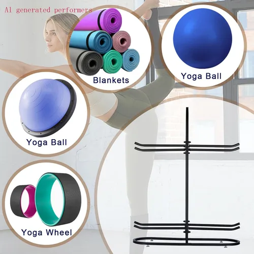 Vista 2 de Estante estabilizador para pelotas de ejercicio, soporte para pelotas de medicina y almacenamiento de pelotas de yoga, adecuado para pelotas