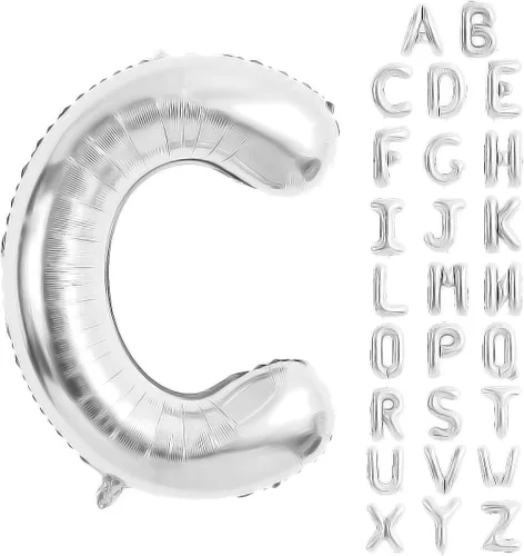 Vista 86 de Globos de letras azules de 40 pulgadas, globo grande del alfabeto de aluminio de Mylar para decoración de cumpleaños, boda, aniversario, graduación