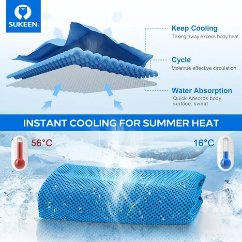 Vista 5 de Sukeen Paquete de 4 toallas refrescantes (40 x 12 pulgadas), envolturas refrescantes para el cuello, toalla de hielo, toalla fría suave