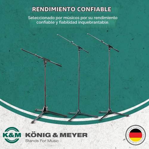Vista 4 de K&M Konig & Meyer 21080.500.55 - Soporte de micrófono trípode con pluma telescópica Ajuste de altura del embrague Bloqueo suave al tacto Negro