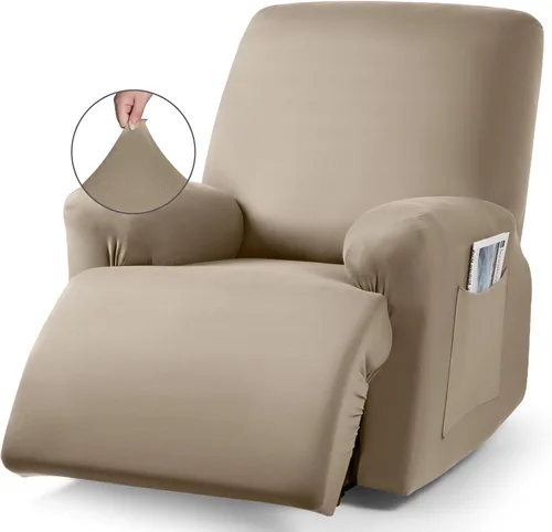 Vista 16 de TAOCOCO Sofá reclinable con funda de consola central, 4 piezas de tela de poliéster elástica, protector de muebles suave y lavable