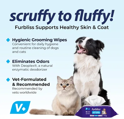 Vista 3 de Vetnique Furbliss - Toallitas higiénicas para el aseo de perros, limpiadoras y desodorizantes, hipoalergénicas, con desodorante natural, 100