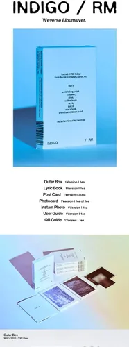Vista 6 de BTS RM Indigo 1st Solo Album 2 Edición SET Out Box+Libro de Letras de 32p+Postal de 30p+1p PhotoCard+1p Foto Instantánea+1p Guía de Usuario+1p Guía