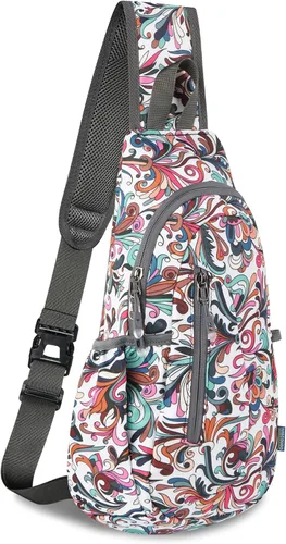 Vista 23 de TITECOUGO Bolso bandolera pequeño, mochila cruzada ligera para hombres y mujeres, bolsa de hombro para deportes y exteriores