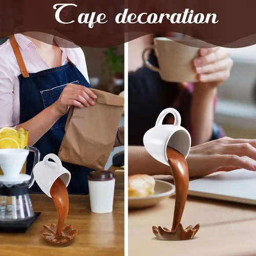 Vista 4 de Jetec Taza de Café Flotante que se Derrama, Taza Mágica de Café que se Vierte, Taza de Café Divertida, Noveldad, Escultura de Arte de Decoración