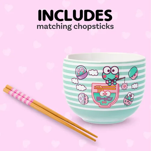 Vista 37 de Silver Buffalo Hello Kitty y sus amigos Chococat - Tazón de cerámica para ramen y arroz con palillos, patrón a cuadros, apto para microondas, 20