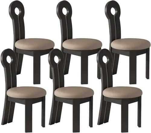 Vista 41 de YVYKFZD Dining Chairs Set, Solid Wood Dining Room Chair, Upholstered Kitchen Chairs, Unique Key-Shaped Living Room Chair, for Offices Bedroom Study