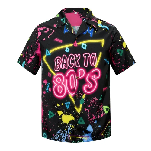 Vista 19 de American Trends Camisa hawaiana de manga corta con botones tropicales para Impresión de leopardo