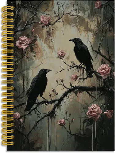 Vista 28 de Dark Witchy Moon Stars Notebook Journal, Celestial Astrology Witchy Gifts for Women Journal, Crescent Moon Face Starry Forest Spiral Notebook