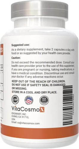 Vista 2 de Boswellia Serrata 1200 mg con 4 mg de pimienta negra BioPerine por porción, 180 cápsulas vegetarianas, sin OMG y sin gluten