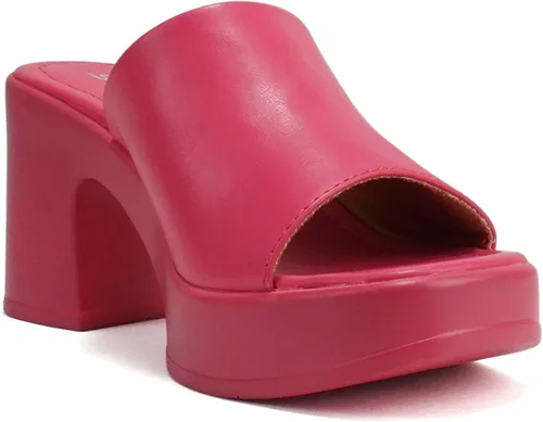 Vista 4 de Soda "TYPO" Sandalias de tacón de bloque con punta cuadrada abierta para mujer