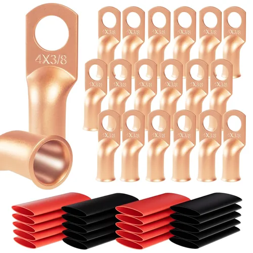 Vista 41 de 6 piezas 1/0 AWG - 1/2" (M12) Sanuke Terminales de anillo para cable de alambre con conectores de extremos resistentes para cable de batería, ojales