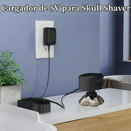 Vista 2 de Cargador de 5 V para máquina de afeitar de calavera, cable de alimentación compatible con Pitbull Gold/Silver Pro Recargable Clipper Adaptador de CA