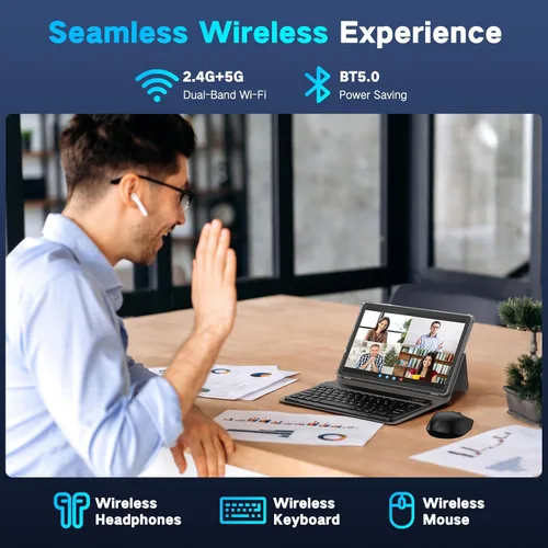 Vista 6 de JUNYANG Tableta, tabletas Android 15 de 11 pulgadas con teclado/estuche/mouse, 12GB+128GB+2TB expandibles, tabletas Octa-Core AI con WiFi 6, batería