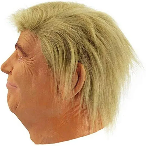 Vista 3 de HENGYUTOYMASK Máscara realista de Donald Trump, máscara de látex de celebridad, disfraz de Halloween, fiesta de cosplay, vestido elegante