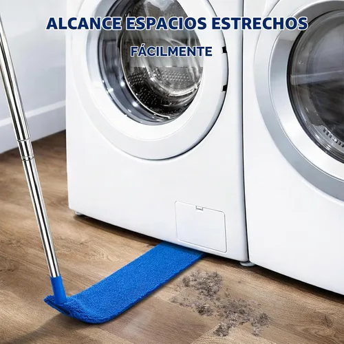 Vista 4 de Limpiador de polvo retráctil con poste de extensión y 3 paños de microfibra Azul