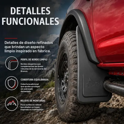 Vista 5 de Mabett - Aletas de barro delanteras para Ford Bronco 2021-2026, accesorios de 2/4 puertas 2 pzas