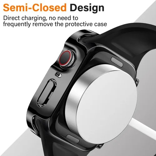 Vista 4 de Amizee Paquete de 2 fundas compatibles con Apple Watch de 1.575 pulgadas Series 6/5/4/SE con protector de pantalla integrado, carcasa rígida
