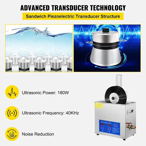 Vista 4 de Limpiador ultrasónico 6L, 180W Limpieza de alta potencia para joyas, relojes, gafas - 40,000/s Tecnología ultrasónica con temporizador de 0-30