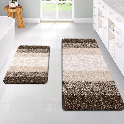 Vista 84 de OLANLY - Juego de tapetes para baño de 2 piezas, de microfibra, suaves y absorbentes, antideslizantes, lavables a máquina y para secadora, felpudos