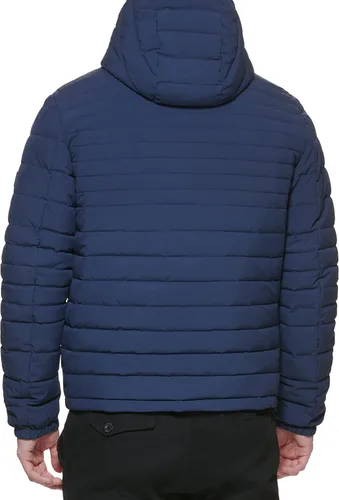 Vista 3 de Tommy Hilfiger chamarra plegable de poliéster elástico con capucha para hombre Medianoche