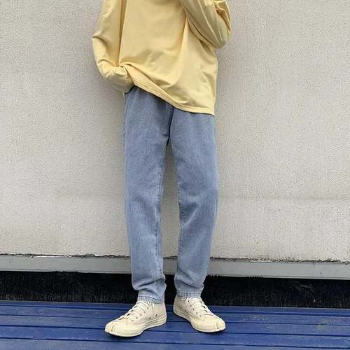 Vista 4 de Jeans para hombre, con letras bordadas, sueltos, estilo hip hop, vintage, holgados, pantalones de monopatín, ropa de calle