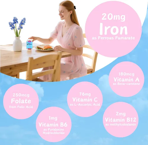 Vista 8 de Gomitas de hierro para adultos, suplemento de hierro prémium con vitamina C, B12 y ácido fólico para aumentar la energía y la salud inmunológica