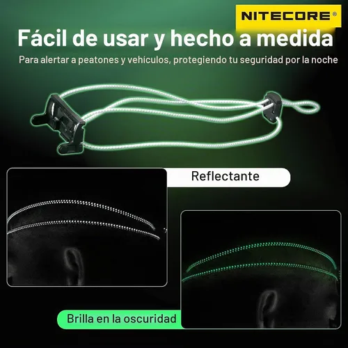 Vista 4 de Nitecore NU21 linterna frontal ultra ligera de 360 lúmenes para exteriores con haz dual USB-C recargable con etiqueta (blanco)