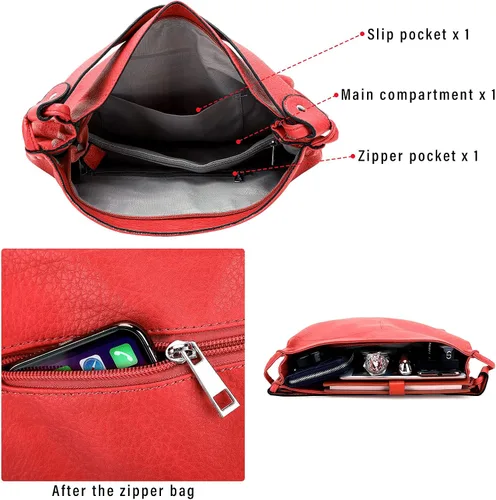 Vista 5 de Bolso para mujer, mochila convertible y bolsos, rojo (204-US-205#Red)