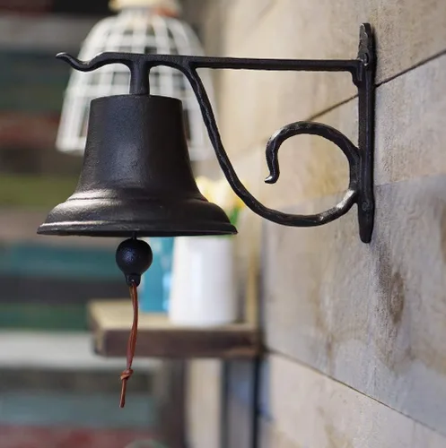 Vista 10 de NACH JS-90-098 - Timbre rústico de hierro fundido, campanas de puerta grandes para hogares, campana de puerta de cocina, campana de cena, timbre