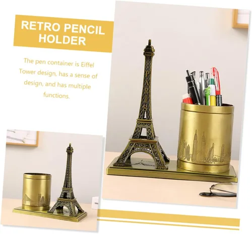 Vista 2 de NUOBESTY Contenedor de lápices decorativo para papelería, organizador de lápices de escritorio, soporte de almacenamiento de bolígrafos, exquisito