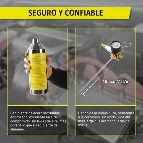 Vista 6 de Kit de Descarga de Aire Acondicionado CMTOOL, Herramienta de Descarga Automotriz y para el Hogar, Botella de Acero Inoxidable Espesado, Juego