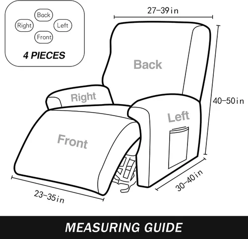 Vista 6 de Fundas elásticas para sillas reclinables, 4 piezas, estampado Lazyboy, funda de elastano suave para silla reclinable, protector de muebles