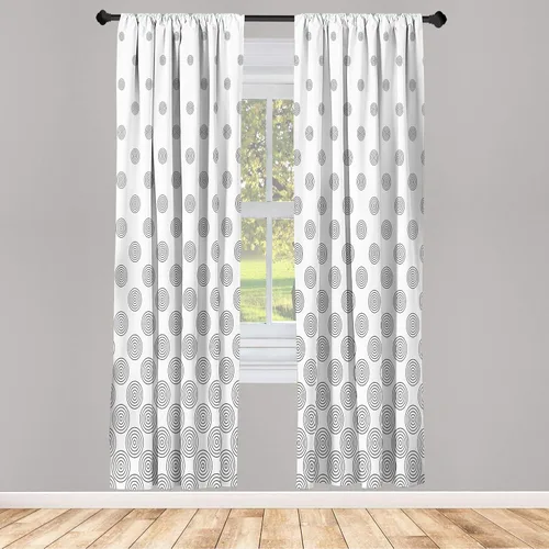 Vista 7 de Ambesonne - Cortinas amarillas para ventana, arte moderno escandinavo de escena de jardín con flores de tulipán y mariposas bailando, juego de 2