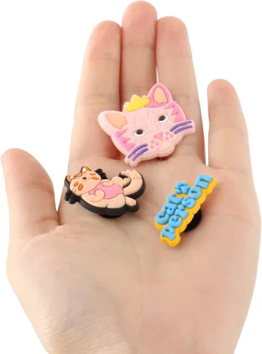 Vista 3 de Dijes de decoración de zapatos de gatos, 20 piezas de lindos dijes de animales y gatos para zapatos de mascotas, paquete para sandalias de pulsera