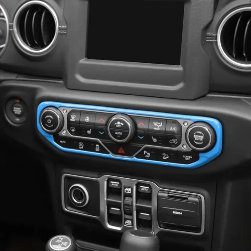 Vista 8 de RT-TCZ para Wrangler JL Cubierta de interruptor de aire acondicionado centro del tablero Trim Marco Azul bebé para Jeep Wrangler JL JLU Gladiator JT