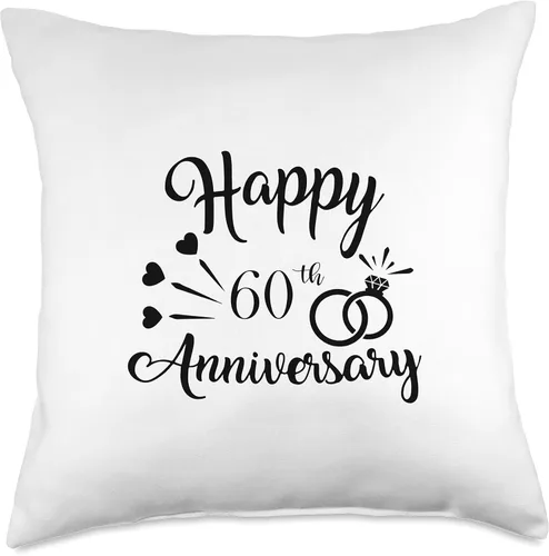 Vista 5 de Couple 60th Anniversary Gift Co. Couples Present Cool Happy 60th Anniversary - Cojín para cojín (15.7 x 15.7 in), multicolor