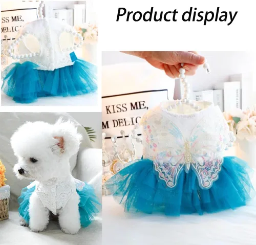 Vista 18 de ANIAC Daisy Vestidos para Perros Pequeños Hembra con Anillo para Correa, Nudo de Lazo Vestido de Boda para Cachorra, Traje de Gato de San Valentín