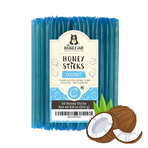 Vista 31 de The Honey Jar Palitos de miel con sabor a mora, pajitas de miel pura para el té, café o un placer saludable, una cucharadita de miel saborizada por