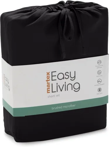 Vista 9 de Martex Easy Living - Juego de sábanas de microfibra de 4 piezas, tamaño matrimonial, sábanas de microfibra cepillada, fácil cuidado, resistentes a