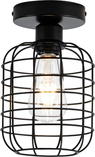 Vista 10 de Lámpara de techo semiempotrada de 2 luces, color negro mate con base E26, lámpara moderna para casa de campo, cocina, comedor, dormitorio, estudio
