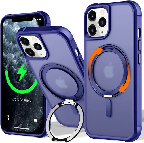 Vista 140 de UMIONE - Funda con diseño de anillo magnético giratorio de 360° para iPhone 11, soporte de bucle invisible integrado, compatible con Magsafe, funda