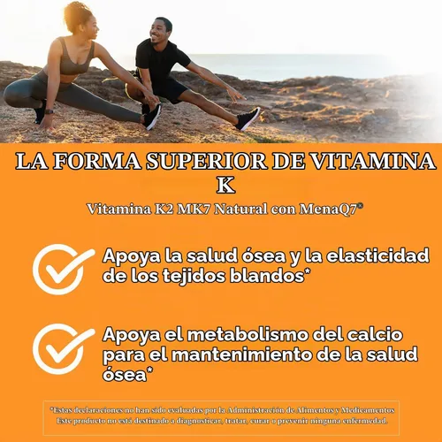 Vista 5 de Doctor's Best Vitamina natural K2 MK-7 con MenaQ7 blanco sin sabor, 60