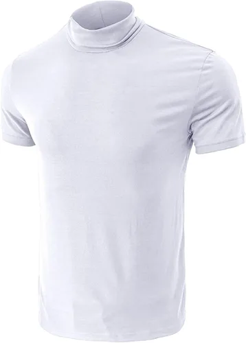 Vista 2 de Camiseta de cuello alto falso para hombre, de manga larga, diseño básico, elástica, ligera