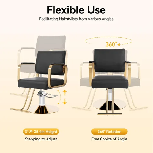 Vista 7 de Silla de peluquería, silla de peluquería ajustable para spa, silla de peluquería giratoria de 360°, silla de peluquería multifunción con reposapiés