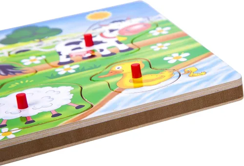Vista 5 de Rompecabezas de sonido de animales de granja, rompecabezas de voz, rompecabezas de madera con sonido para niños pequeños y preescolares a partir