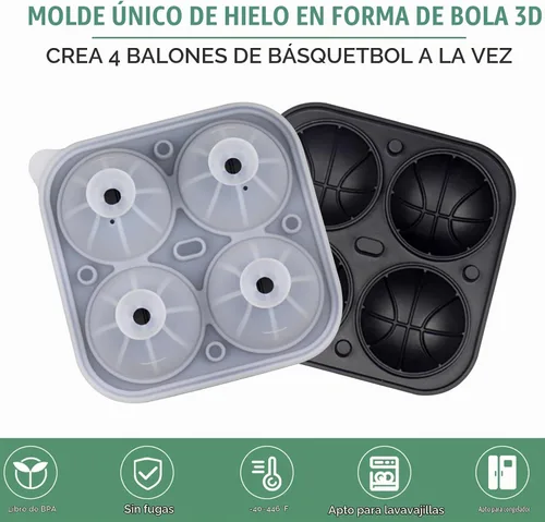 Vista 3 de Admaison - Bandeja para cubitos de hielo de baloncesto 3D, molde para cubitos de hielo con embudo para cócteles, bourbon, brandy, regalos de whisky