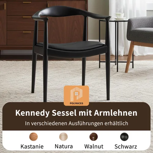 Vista 6 de Polynices Kennedy Chair, Mid Century Dining Chairs with Arms (Black)