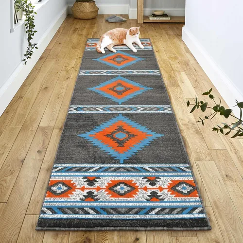 Vista 30 de YHSF South West - alfombra nativa americana del suroeste, fácil de limpiar, gruesa, suave y duradera, alfombra tribal inspirada en indios americanos