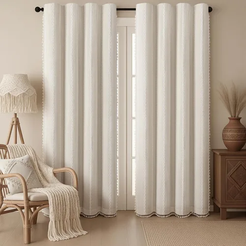 Vista 77 de Cortinas opacas estilo bohemio verde salvia de 96 pulgadas, 2